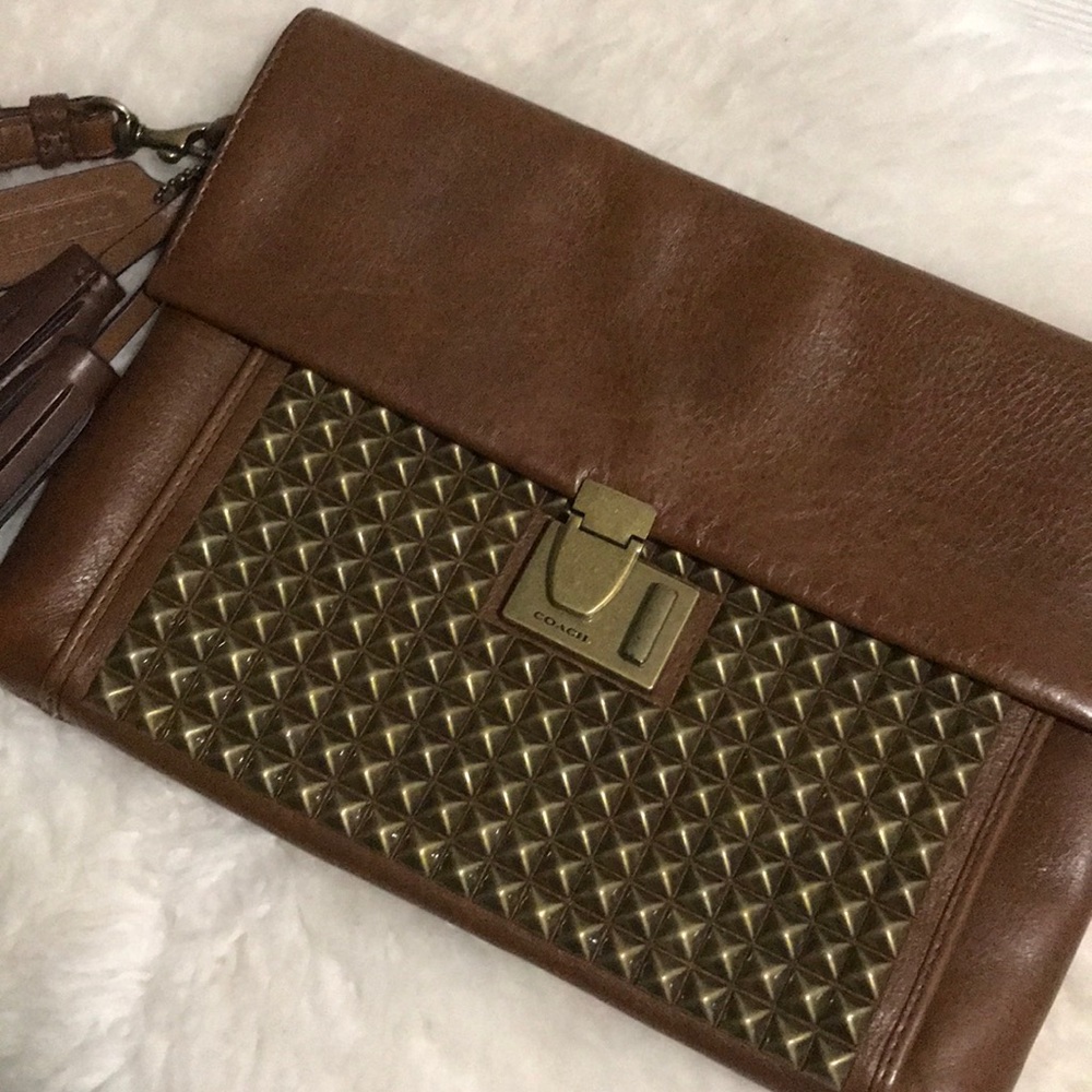 Beautiful Coach Studded Clutch with archival lock